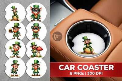 Car Coaster Grumpy Retro Leprechaun Sublimation artnoy 