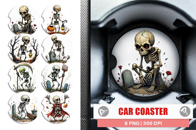 Car Coaster Grumpy Skeleton Sublimation artnoy 