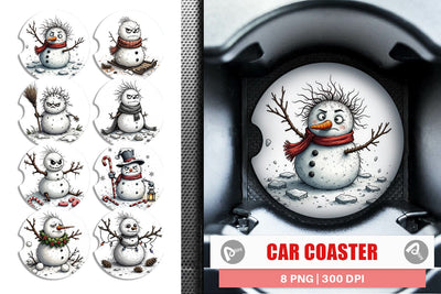 Car Coaster Grumpy Snowman Sublimation artnoy 