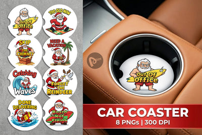 Car Coaster Grumpy Surfer Santa Sarcastic Quotes Sublimation artnoy 