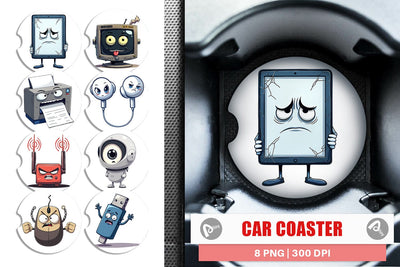 Car Coaster Grumpy Tech Gadgets Sublimation artnoy 
