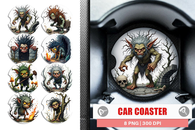 Car Coaster Grumpy Troll Sublimation artnoy 