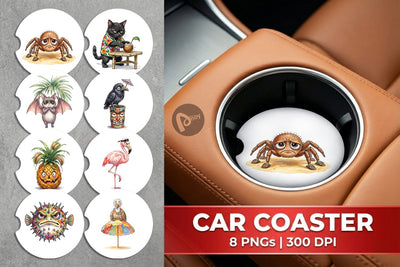 Car Coaster Grumpy Tropical Goth Animal Sublimation artnoy 