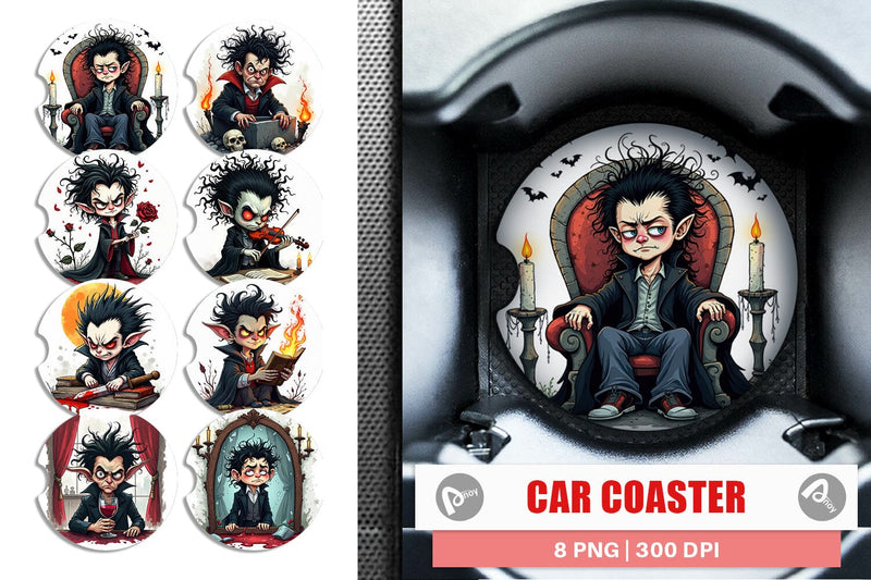 Car Coaster Grumpy Vampire Sublimation artnoy 