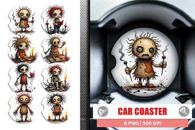 Car Coaster Grumpy Voodoo Doll Sublimation artnoy 