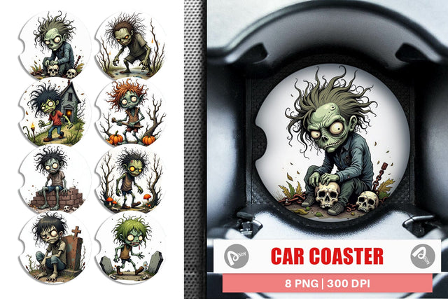 Car Coaster Grumpy Zombie Sublimation artnoy 