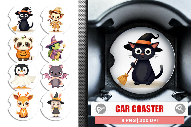 Car Coaster Halloween Animals Sublimation artnoy 