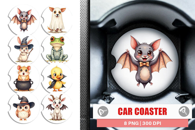 Car Coaster Halloween Animals Sublimation artnoy 