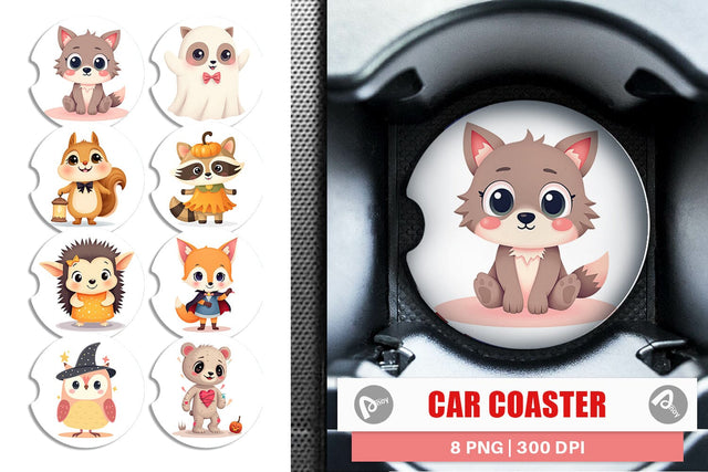 Car Coaster Halloween Animals Sublimation artnoy 
