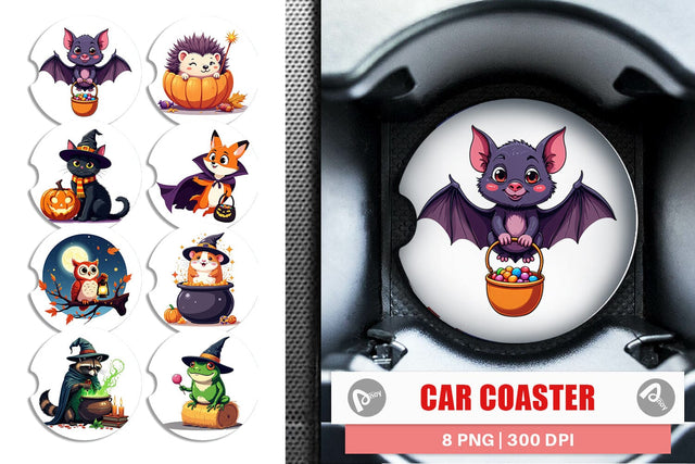 Car Coaster Halloween Animals Sublimation artnoy 