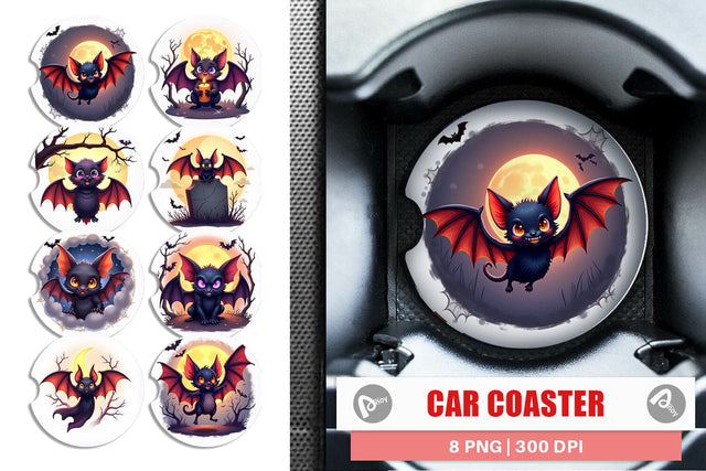 Car Coaster Halloween Bat Flutter Sublimation artnoy 