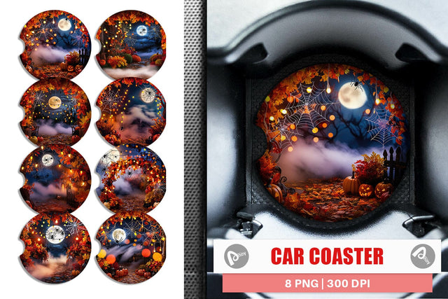 Car Coaster Halloween Bokeh Scene Sublimation artnoy 