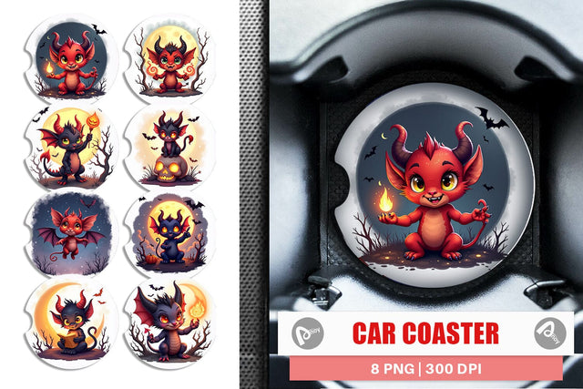 Car Coaster Halloween Demon Spark Sublimation artnoy 