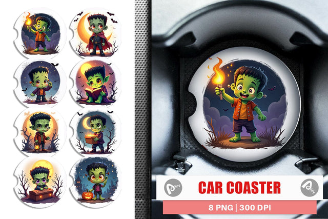 Car Coaster Halloween Franky Bolt Sublimation artnoy 