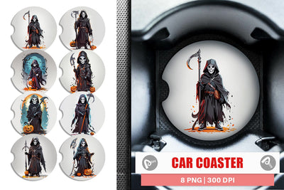 Car Coaster Halloween Grim Reaper Sublimation artnoy 