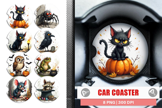 Car Coaster Halloween Grumpy Critters Sublimation artnoy 
