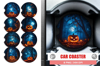 Car Coaster Halloween Jack-O-Lantern Sublimation artnoy 