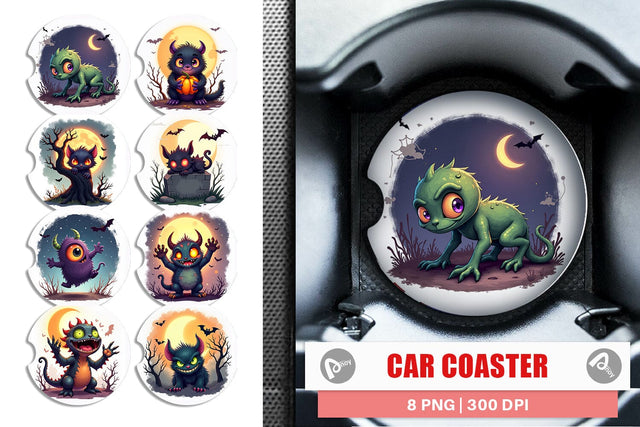 Car Coaster Halloween Monster Creep Sublimation artnoy 