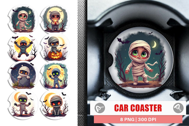 Car Coaster Halloween Mummy Wrap Sublimation artnoy 