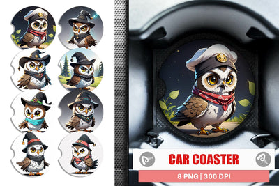 Car Coaster Halloween Owl Sublimation artnoy 