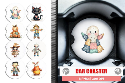 Car Coaster Halloween Patchwork Pals Sublimation artnoy 