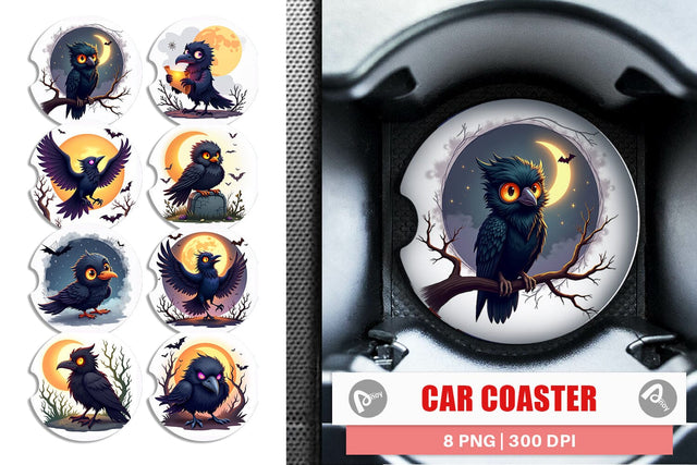 Car Coaster Halloween Raven Shadow Sublimation artnoy 