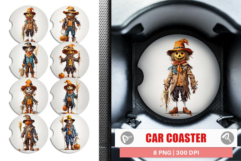 Car Coaster Halloween Scarecrow Sublimation artnoy 