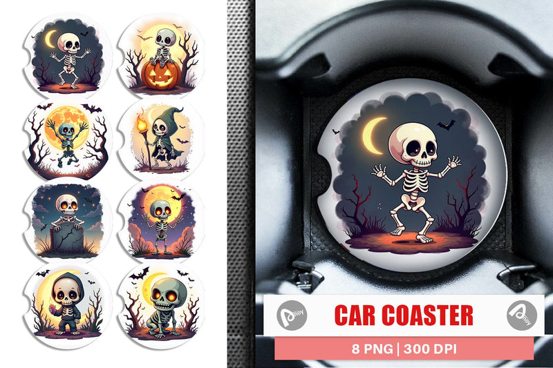 Car Coaster Halloween Skeleton Dance Sublimation artnoy 