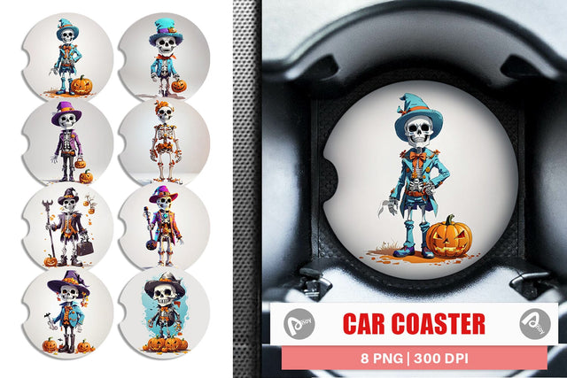 Car Coaster Halloween Skeleton Sublimation artnoy 