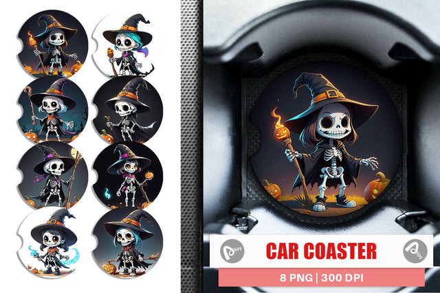 Car Coaster Halloween Skeleton Sublimation artnoy 