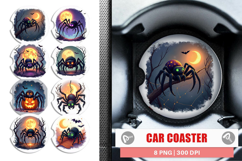 Car Coaster Halloween Spider Web Sublimation artnoy 
