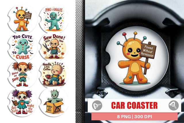 Car Coaster Halloween Voodoo Doll Sublimation artnoy 
