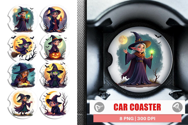 Car Coaster Halloween Witch Spell Sublimation artnoy 