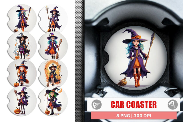 Car Coaster Halloween Witch Sublimation artnoy 