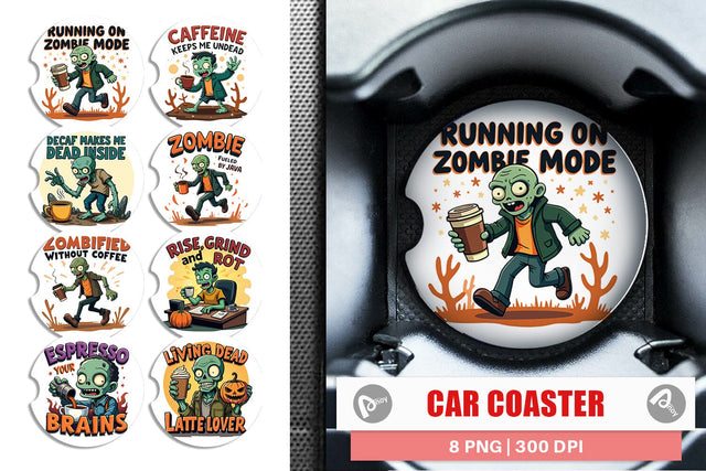 Car Coaster Halloween Zombie Coffee Sublimation artnoy 