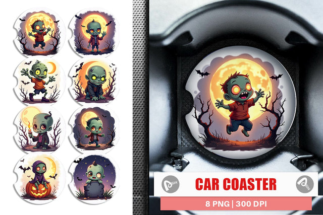 Car Coaster Halloween Zombie Stumble Sublimation artnoy 