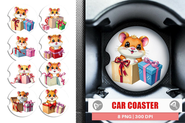 Car Coaster Hamster Gift Sublimation artnoy 