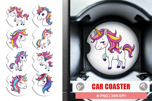 Car Coaster Happy Unicorn Sublimation artnoy 