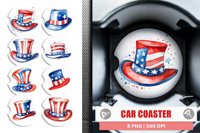 Car Coaster Hat 4th of July Sublimation artnoy 