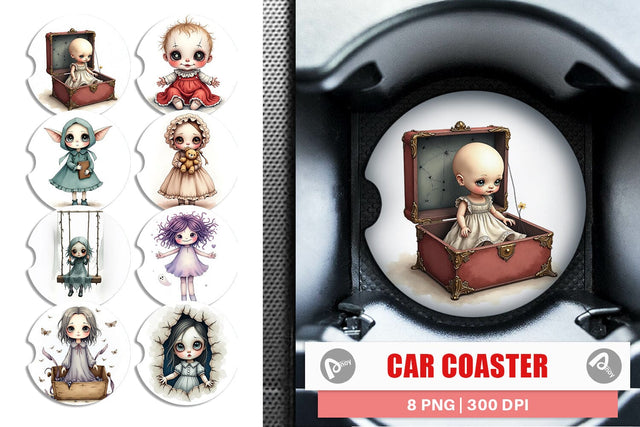 Car Coaster Haunted Doll Spirits Sublimation artnoy 