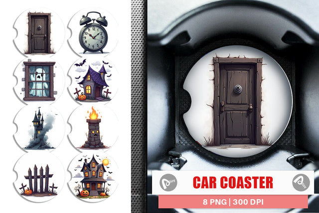 Car Coaster Haunted Elements Sublimation artnoy 