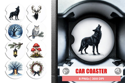 Car Coaster Haunted Forest Gothic Christmas Sublimation artnoy 