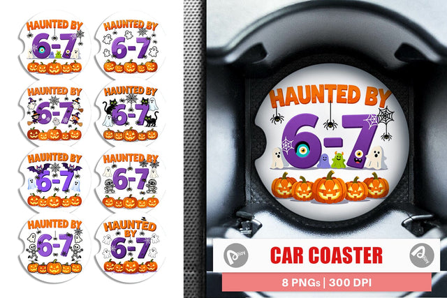 Car Coaster Haunted Halloween Sublimation artnoy 