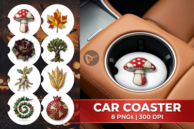 Car Coaster Haunted Harvest Botanical Patchwork Sublimation artnoy 