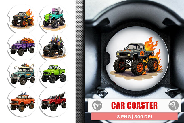 Car Coaster Haunted Monster Truck Sublimation artnoy 