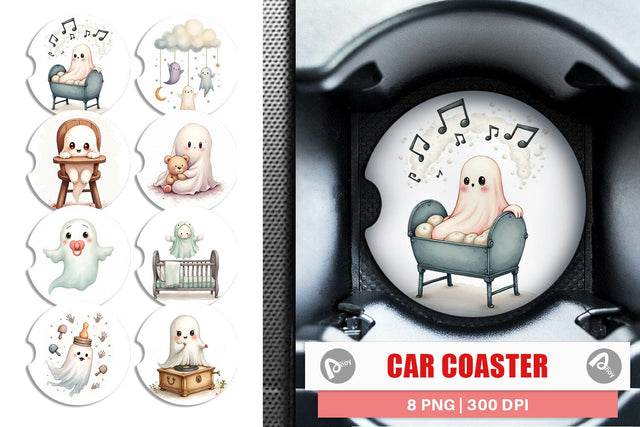 Car Coaster Haunted Nursery Ghosts Sublimation artnoy 