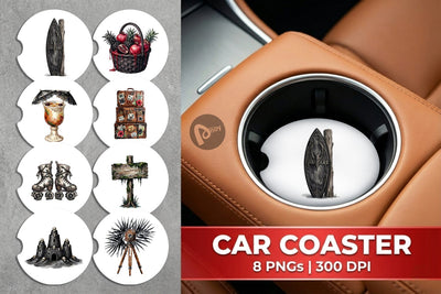 Car Coaster Haunting Tropical Goth Vacation Sublimation artnoy 