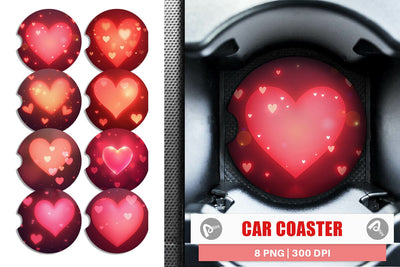 Car Coaster Heart Bokeh Sublimation artnoy 