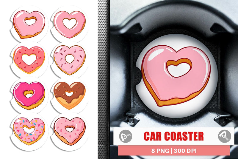 Car Coaster Heart Donut Sublimation artnoy 
