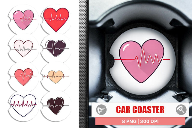 Car Coaster Heart Monitor Sublimation artnoy 